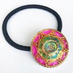 ラスト1点❗️★再販★王宮の花✴︎ヴィトレイルローズ／チェコガラスボタンのヘアゴム32mm