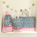 ピンク花×ピンクストライプ レッスンバック 3点set 入園 入学