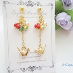 ♡小さな鶴の和風ロングイヤリング＆ピアス♡