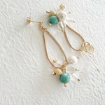 ターコイズ◆アシンメトリーピアス