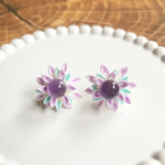 アメジストのお花のピアス  つまみ細工 和着物にも