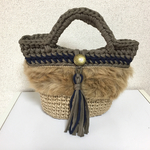 麻紐×ズパゲッティ ファー付きバッグ