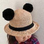 groundupshop様オーダー品 黒丸耳の麦わら帽子
