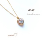 【NEW】Heart Cz Gold Charm Necklace