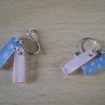 しかくモチーフイヤリング・ピンク/水色