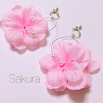 桜の大ぶりフープイヤリングorピアス