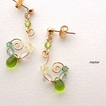 14kgf＊ペリドット＊天然石ピアス -fairy green -
