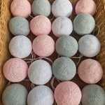 ガーランド 20個コットンの灯りpink gray コットンボール