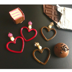 オープンハートのスイーツピアス・イヤリング（チョコレート）