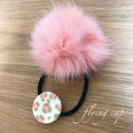 ピンクのヒョウ柄とふわふわファーのヘアゴム