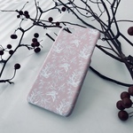 iPhone/Galaxy/Xperia対応 スマホケース バード柄 ピンク