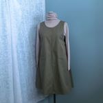 Ｈ様用＞　カーキ無地　横ボタンのフレアーエプロンドレス　93