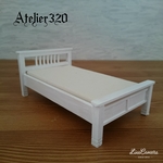 ベッド Aタイプ 13cm シングルサイズ ミニチュア家具 ドールハウス              