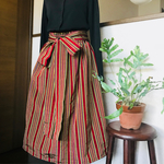 サービス品❣️●着物・古布●着物リメイク・ハンドメイド●ギャザースカート●リボンおまけ付き・縦縞柄③ 