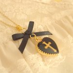 ♡十字架ハートネックレス♡（Black）