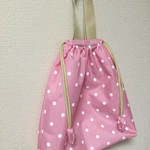 negoland 【入園入学】ピンクドット柄やや小さめ体操服袋（巾着袋、靴袋、ナイロン、撥水生地)