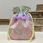 巾着袋☆おしゃまなキャットピンク