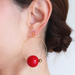 BIGでレトロなred hoopピアス／イヤリング