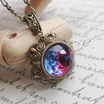 ・:*:・再販・:*:・Vintage Sapphire/Ruby two-tone glass 　ネックレス　15ミリ