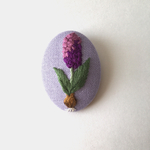 植物図鑑 ヒヤシンス 刺繍ブローチ 