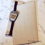 ブックカバー^_^ 手刺繍コーヒーワッペン付き Good luck