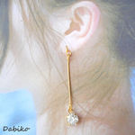 揺れる、大粒ジルコニア✨シンプルイヤリング/ピアス💕夏のお洒落に✨