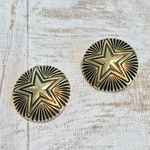 二個 スター サークル コンチョ  ループ ボタン 30mm ゴールド