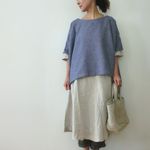 ★限定1着★ 薄手ウールツイード　変形プルオーバー（ブルー）