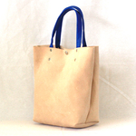 在庫限　床革 ハンドバッグ  取手 青色　Leather hand bag  