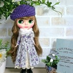 No.1121   パープル小花の前開きワンピ