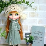 再販★No.1123   グレイッシュブルーのワンピ