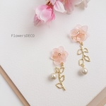 再販♥紫陽花シンプル桜色andコットンパール【イヤリング・ピアス】