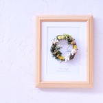 〖 ボタニカルフレーム・FlowerWreath  / ミモザイエロー 〗プリザーブドフラワーのミニチュアリース アレンジメント