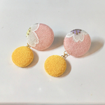 和のちりめんピアス 【桜×からし】