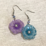 紫×青フラワーピアス