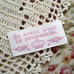 オリジナル布製タグ*刺繍*丸い王冠*ピンク*３枚セット