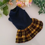 ★完成品（S ）わんKB黃タータンWスカートタンク　春秋服