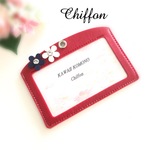 カードホルダー ♡ スワロお花付き/レッド