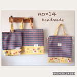★限定1セット★　風船うさぎ×チェック柄のレッスンバッグ＆上履き入れ×体操着袋（着替え）の3点セット