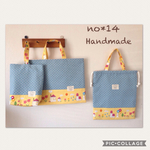 ★限定1セット★　風船うさぎ×水色ドット柄のレッスンバッグ＆上履き入れ×体操着袋（着替え）の3点セット
