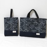 【ｋ様ご予約品】レッスンバッグ＆上靴入れセット恐竜柄＆持ち手つき巾着