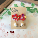 再販×6☆ゆらゆら唐草ビーズピアス（紅白）