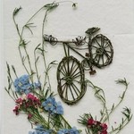 押し花素材(トケイソウのつるで自転車)