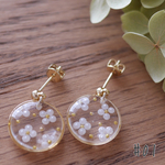 #01 透明な小花のラウンドピアス/イヤリング
