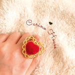 【SALE!!】 red fur heart ring
