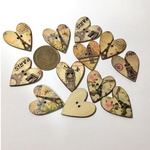 (JA0556-10個) 木製クラフトボタンミックスセット - ハートランドマーク 25x28mm