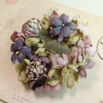布花　しろつめ草とすみれ、春のリースブローチ（再販不可）
