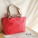 ミニトートバッグ【サーモンピンク×花柄×結び】