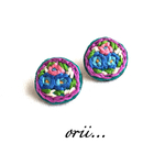 サークル花柄刺繍ピアス/イヤリング