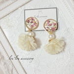 春♡アリッサム×フラワー    タッセル ピアス ドライフラワー 